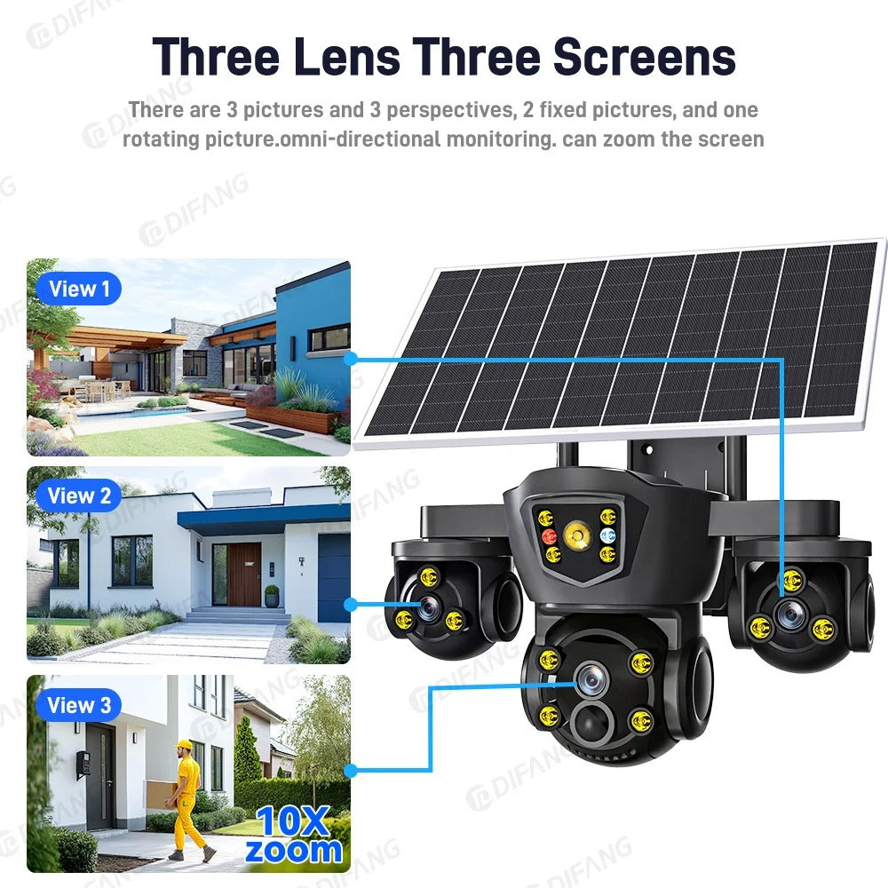 SolarGuard 360™ Pro Triple-Lens Security Camera