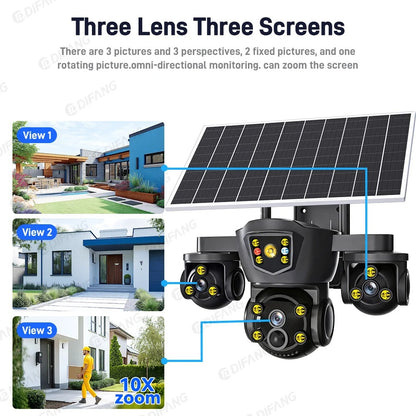 SolarGuard 360™ Pro Triple-Lens Security Camera