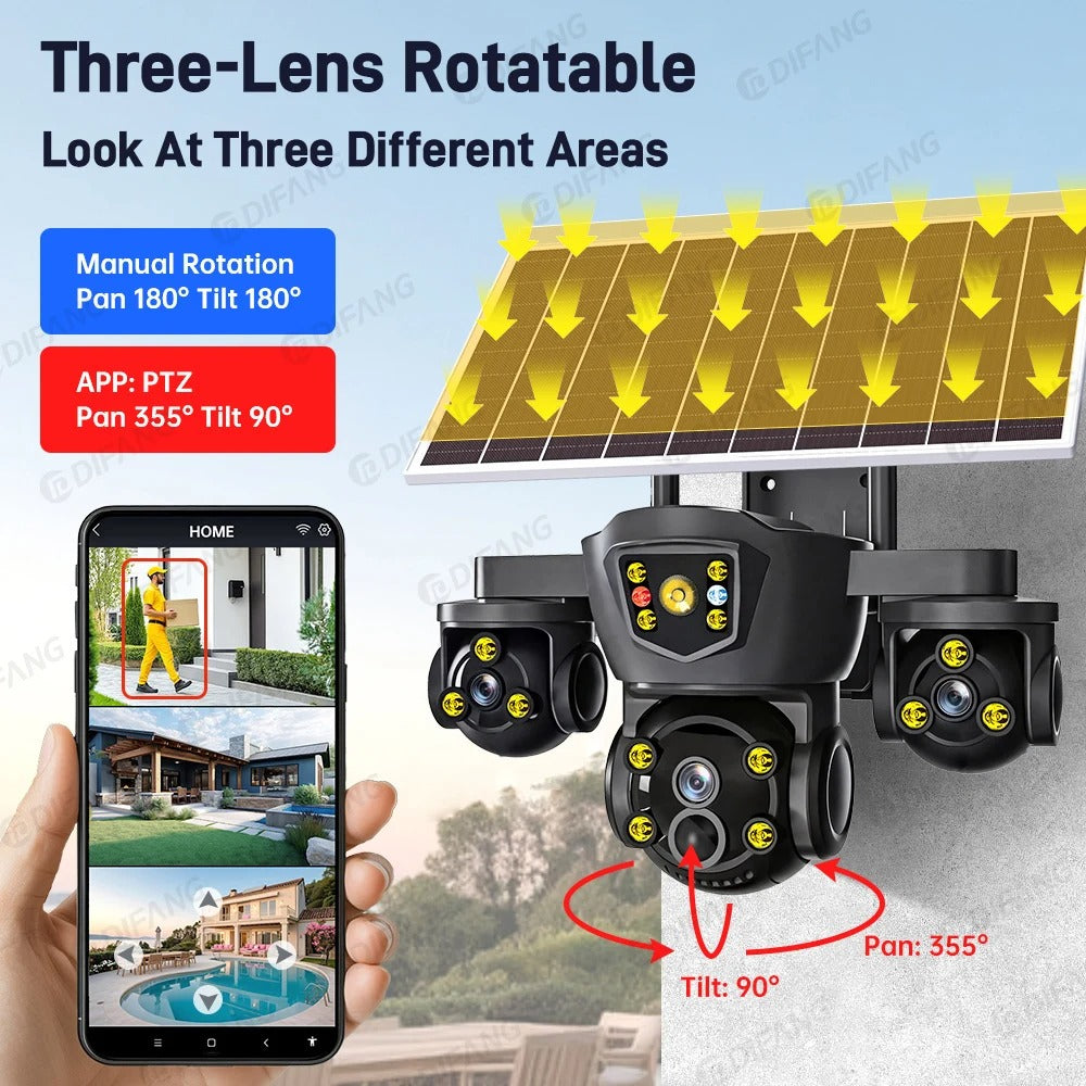 SolarGuard 360™ Pro Triple-Lens Security Camera